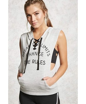Forever 21 Active Slub Knit Graphic Hoodie