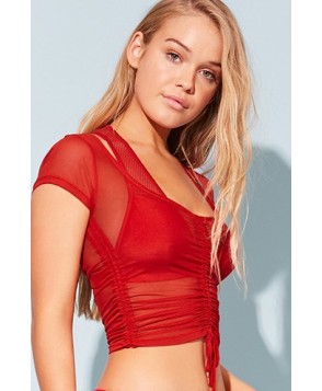 Forever 21  Active Ruched Mesh Top
