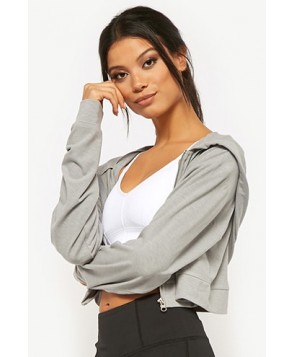 Forever 21  Active Cropped Zip-Front Hoodie