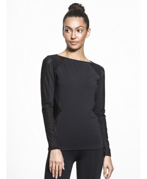 Carbon38 Body Con Mesh Panel Long Sleeve T