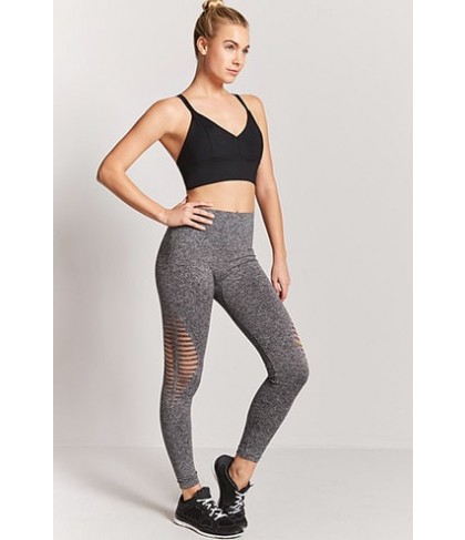 Forever 21  Active Ladder-Cutout Marled Leggings