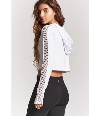 Forever 21 Active Mesh-Sleeve Hooded Top