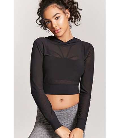 Forever 21 Active Sheer Mesh Hooded Top