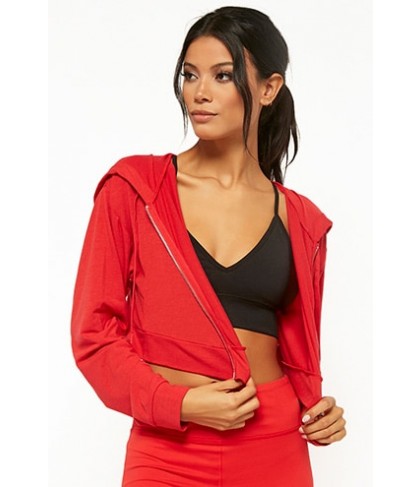 Forever 21  Active Cropped Zip-Up Hoodie